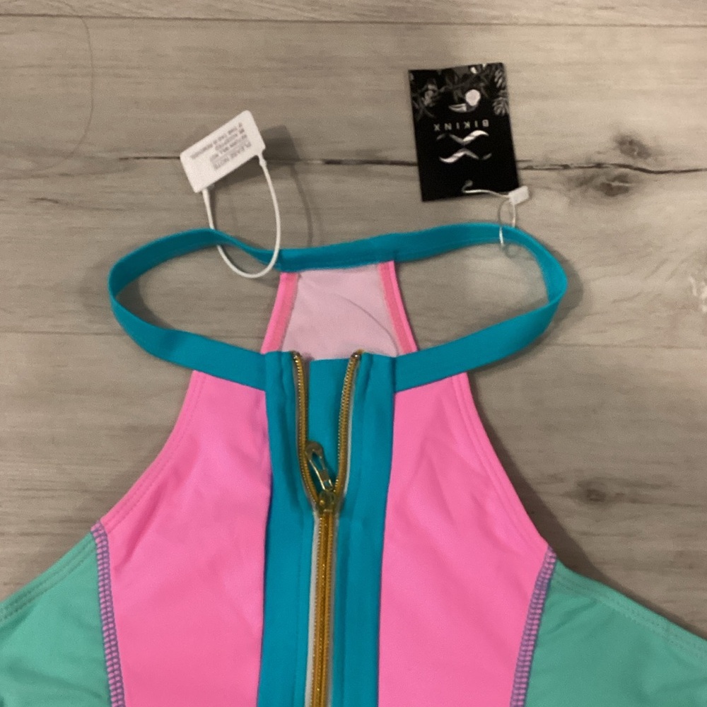 Stylish Pink and Blue One-Piece Swimsuit - Picture 4 of 7